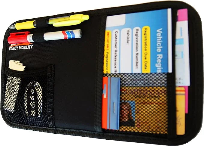 Fancy Mobility Car Sizeun Visor Organizer - Auto Accessories Document Holder - Car, Truck, SizeUV Registration & Insurance Sizetorage Pouch - Road Trip Essentials Gift for Any Driver + 5Year Warranty (2 Pack)