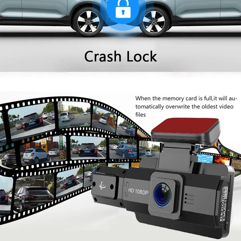 Meterk Multi-language Dual Lens Car Video Recorder Auto Dash Cam Car Recorder Night Viewing Loop Recording DVR 170 Degree Wide Angle Car Camcorder