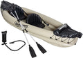 Outsunny K2 Kayak, 2 Person Inflatable Kayak, Includes Paddles, Aluminum Oars, Repair Kit, Portable Tandem Blow Up Boat, Beige