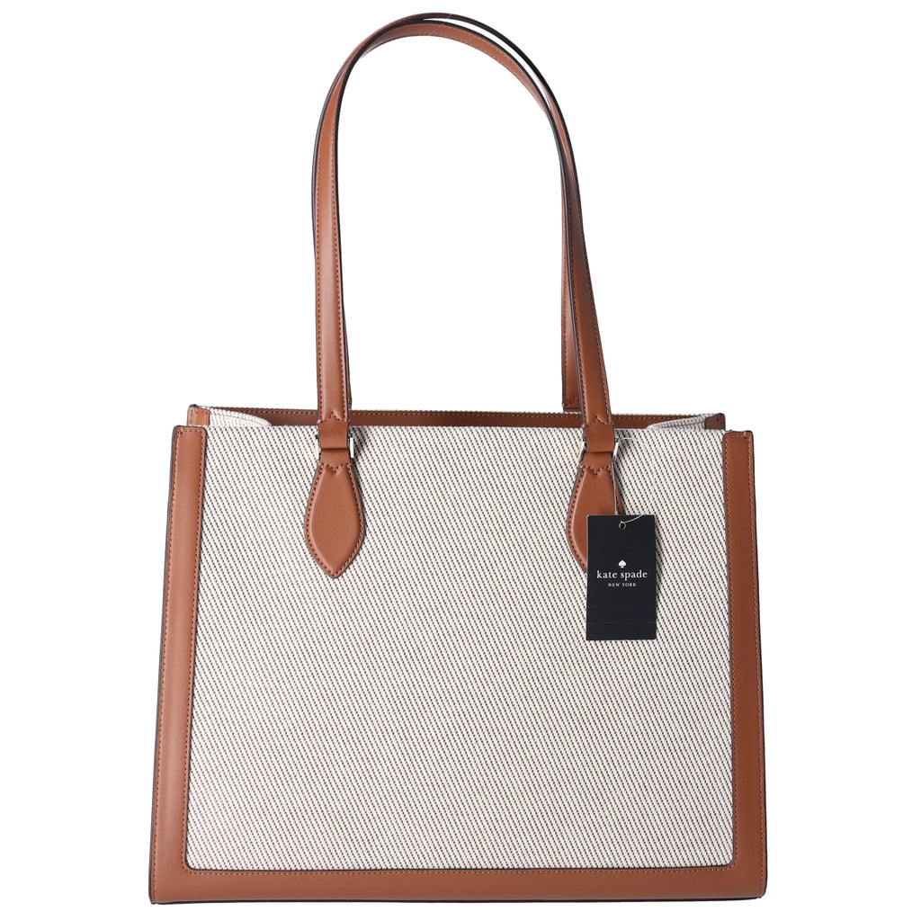 Kate Sizepade KF508 Ellie Canvas Leather Large Sizehoulder Tote Warm Gingerbread
