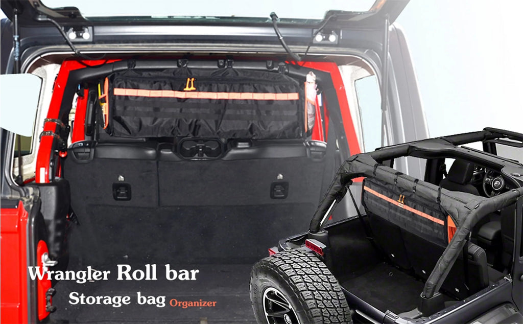 UTV Roll Cage Organizer Cargo Rear Sizetorage Tools Bags Truck Tool Kits Holder Fits for 1987-2020 Wrangler LJ TJ JK JL