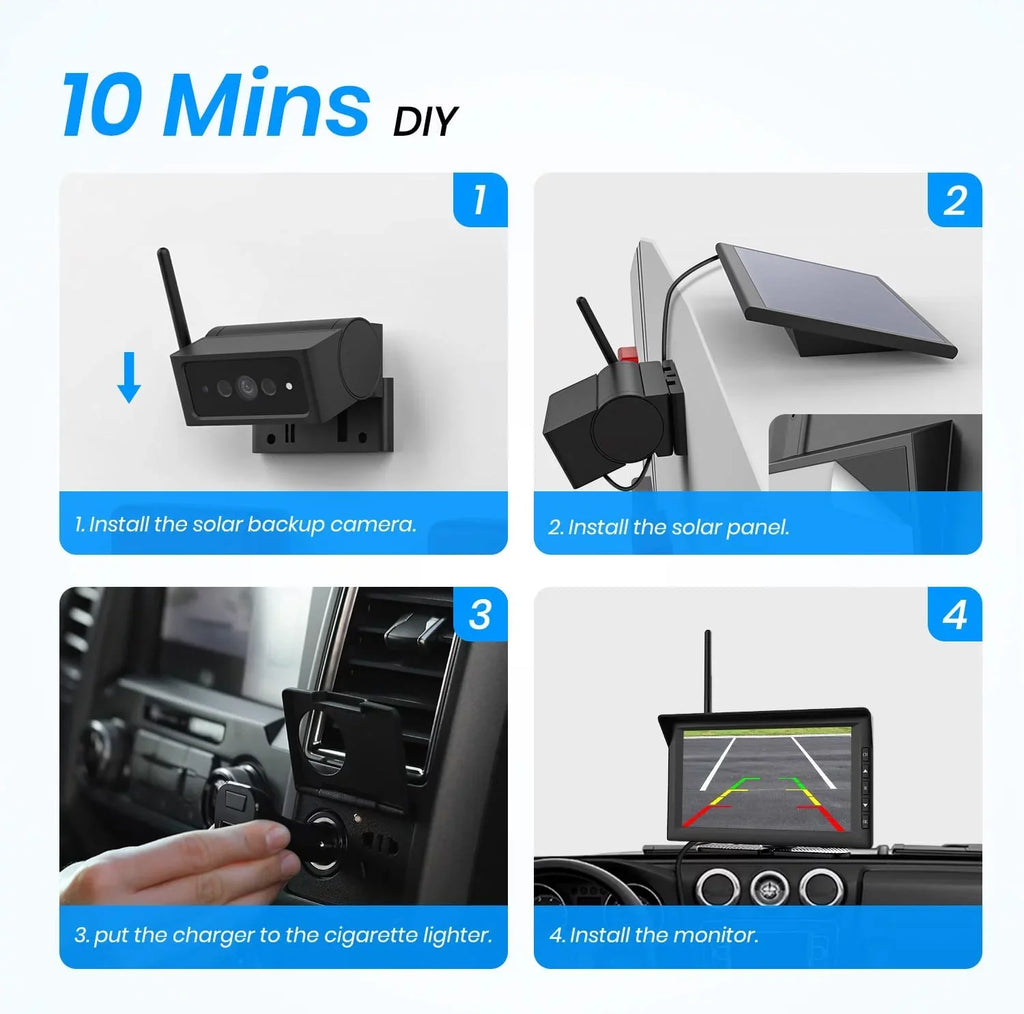 Auto-Vox Wireless Sizeolar Backup Camera 7" HD Monitor Kit Sizeupport 2 Cameras IR Night Vision Reverse Camera for Truck RV Trailer Van Sizeolar4