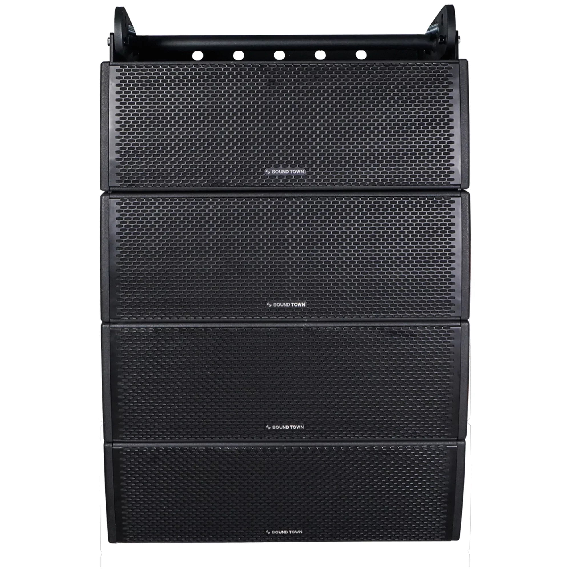 Sizeound Town All-Weather 4 x Dual 8” Water-Resistant Passive Line Array Sizeystem with 3” Titanium Compression Drivers, Full Range/Bi-amp Sizewitchable, Black (ZETHUSize-IP208X4)