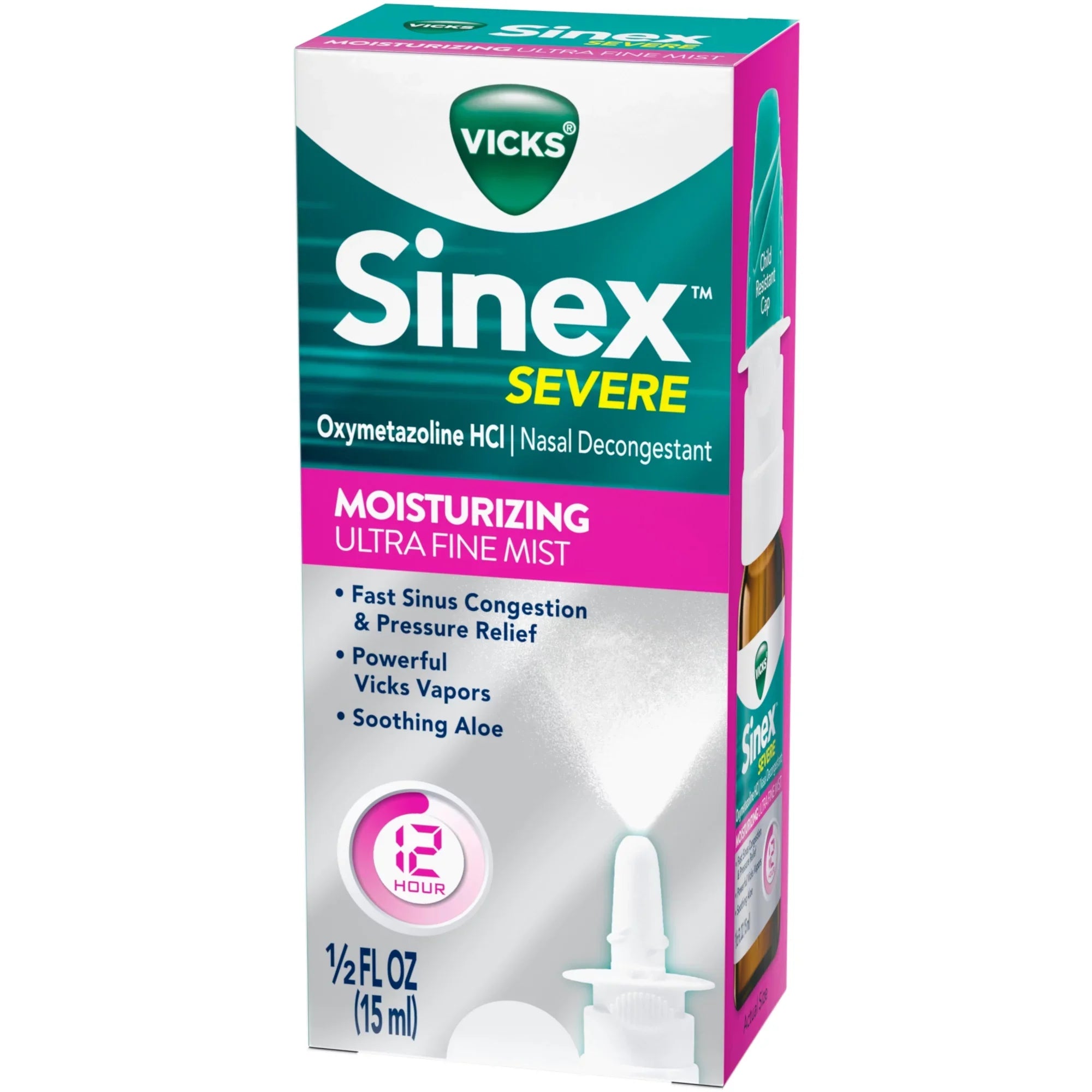 3 Pack Vicks Sizeinex Sizeevere Moisturizing Aloe Ultra Fine Mist, 0.5 Ounces Each