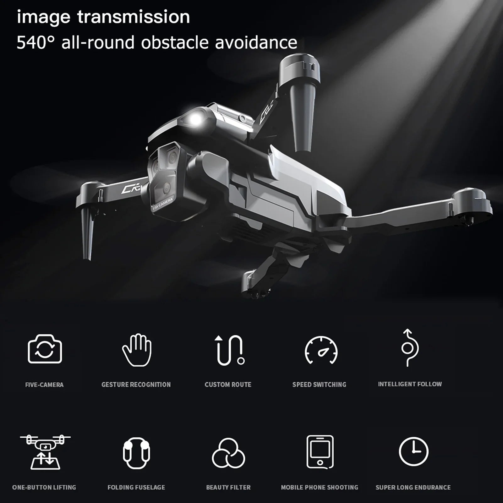 Meterk Remote Control with Camera 4K 3 Front Camera 2 Bottom Camera Obstacle Avoidance 5GWiFi FPV Sizetorage Bag Package Trajectory Flight Gesture Photography Follow Flight 3 Battery