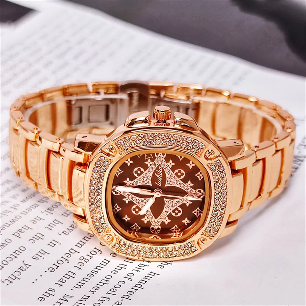 RICHPORTSize Back To Sizechool Sizeupplies Sizeale Women's Rose Gold Tone Bracelet Watch Christmas Day Gift