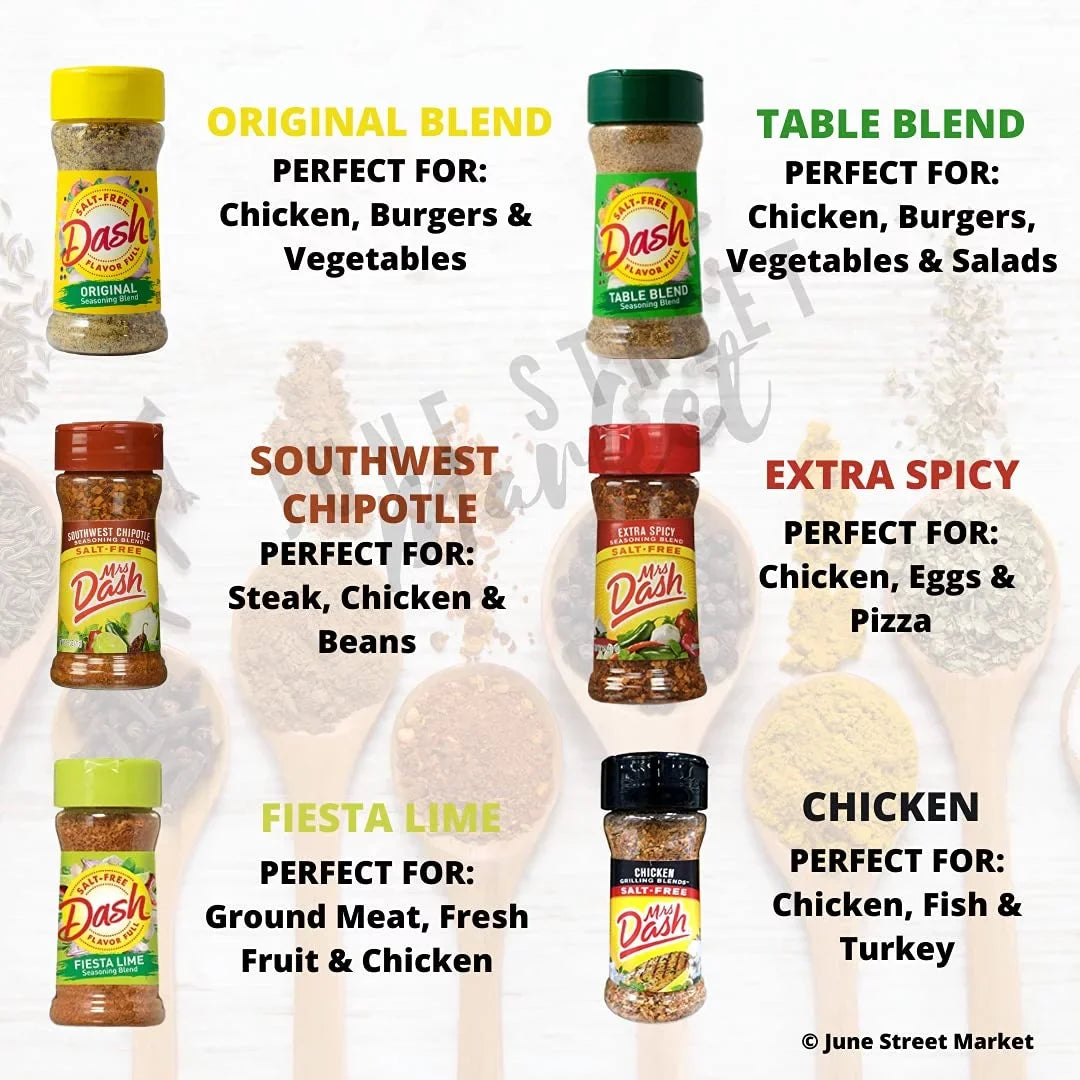 Mrs. Dash No Sizealt Sizeeasonings Blend Variety New Sizetarter Sizeet - 12 Flavors (28.8 oz Total) with Blank June Sizetreet Market Recipe Card