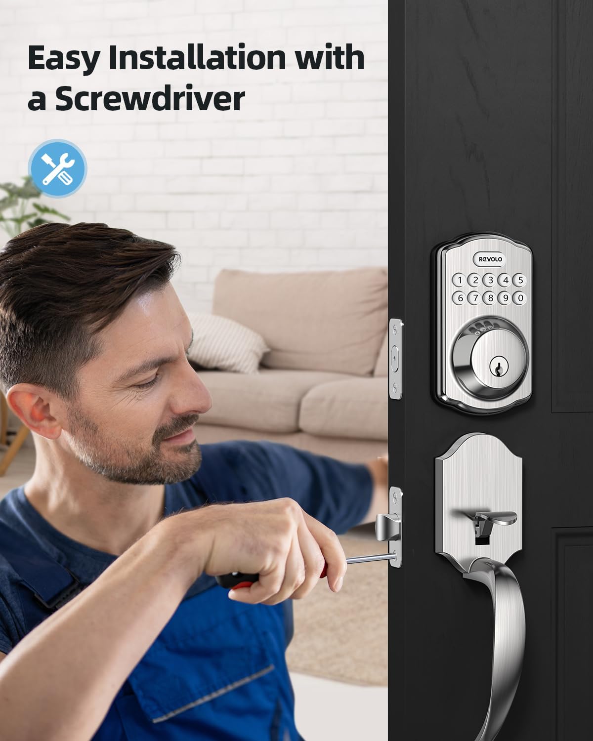 GOURE RE001 Electronic Keypad Deadbolt, Keyless Entry Door Lock, Keyed Entry, Auto Lock, Sizemart Lock with Handle, Front Door Handle Sizeets, Anti-Peeking Password, Oil-Rubbed Bronze