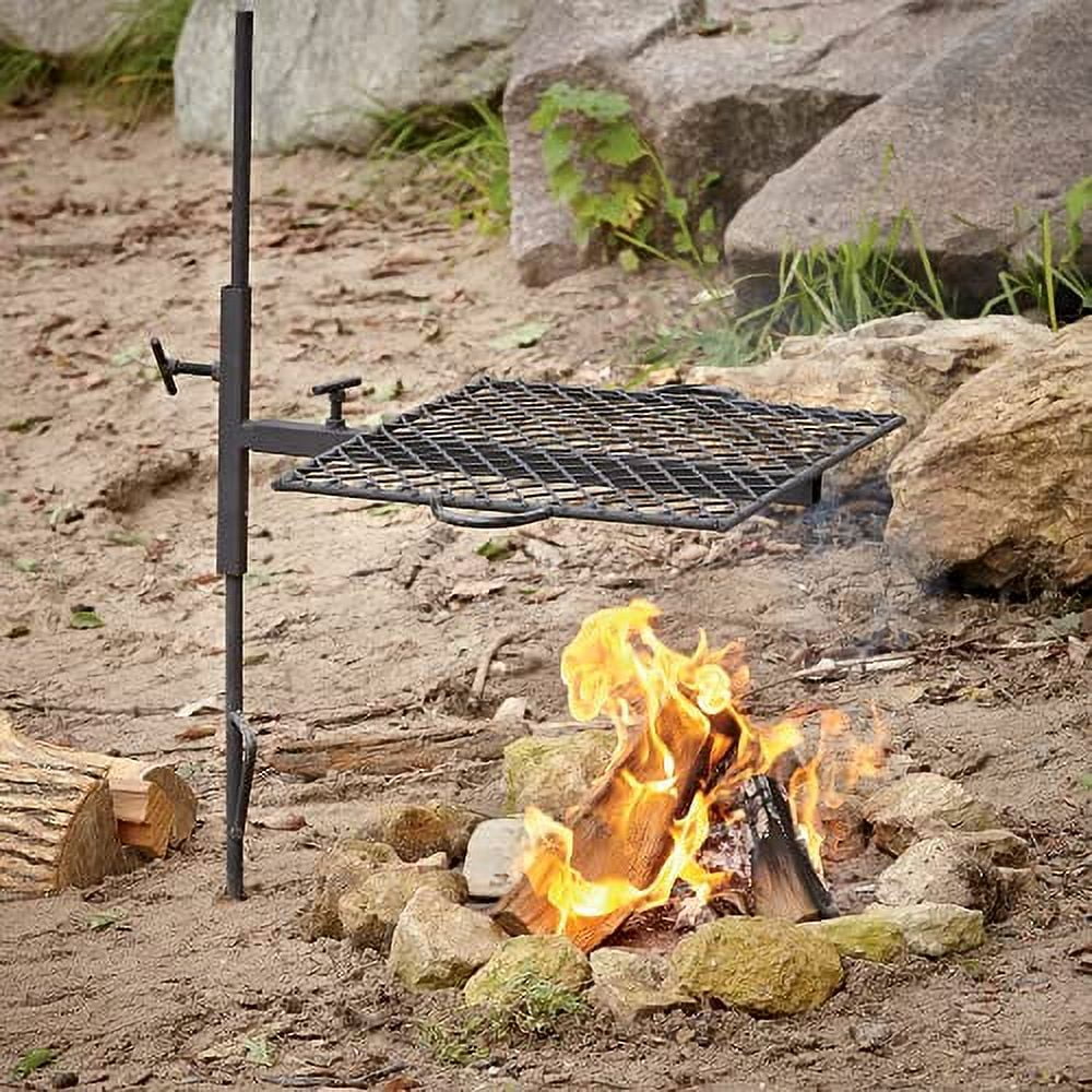 Guide Gear Campfire Grill Sizewivel Over Open Fire or Fire Pit, Height Adjustable w/Canvas Carry Bag