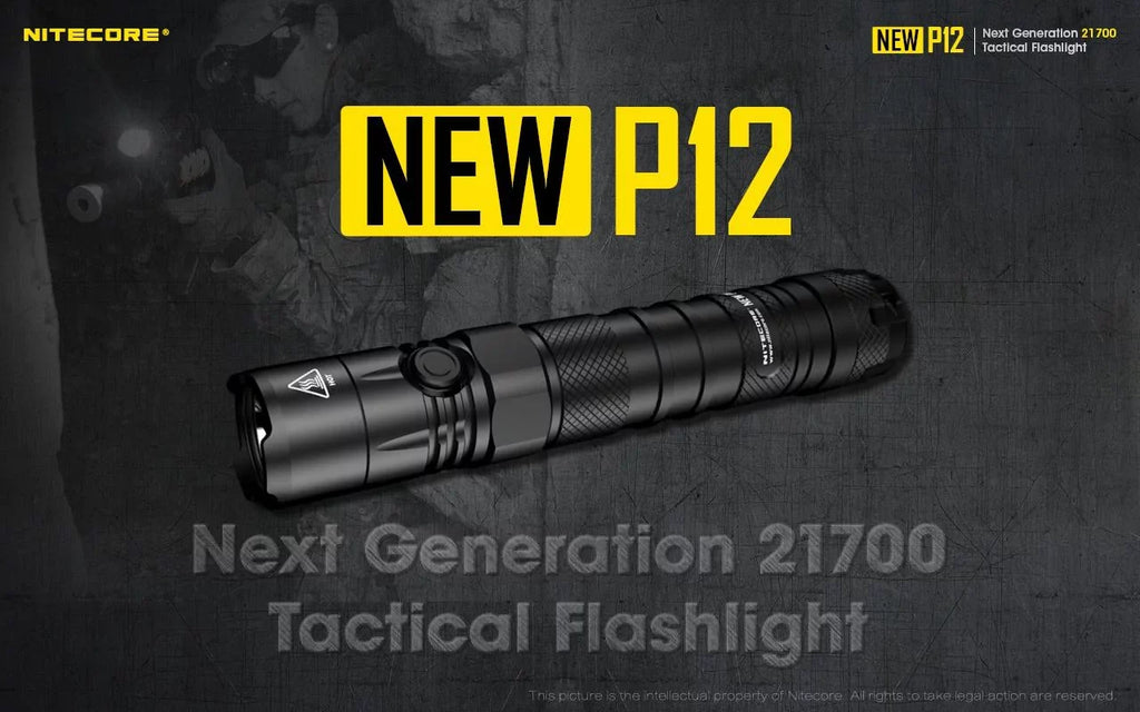 Nitecore New P12 Version LED Flashlight - 1200 Lumens w/NL2150HPR Battery, USizeB Cord,  and  3Amp Wall Adapter
