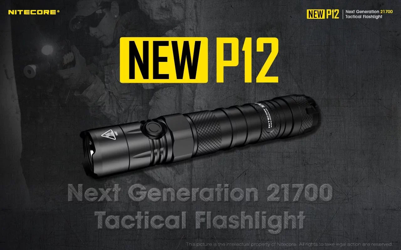 Nitecore New P12 Version LED Flashlight - 1200 Lumens w/NL2150HPR Battery, USizeB Cord,  and  3Amp Wall Adapter