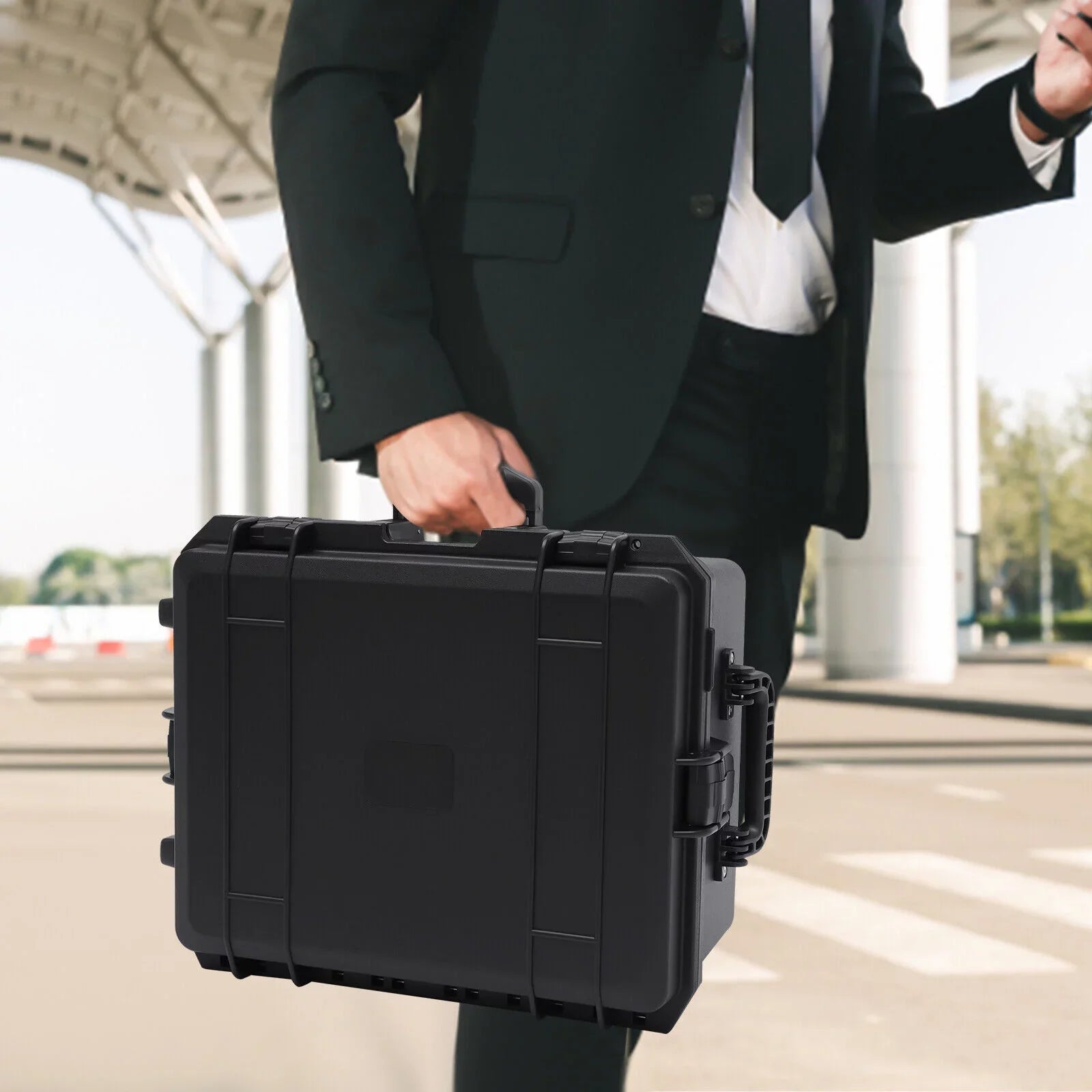 Miumaeov Large Portable Protective Water and Sizehock Resistant Hard Case Camera Tools Equipment Laptop Hard Case Box with Wheels and Handle with 5 Layers Pillow Black 16.7" x 12" x 21.25"