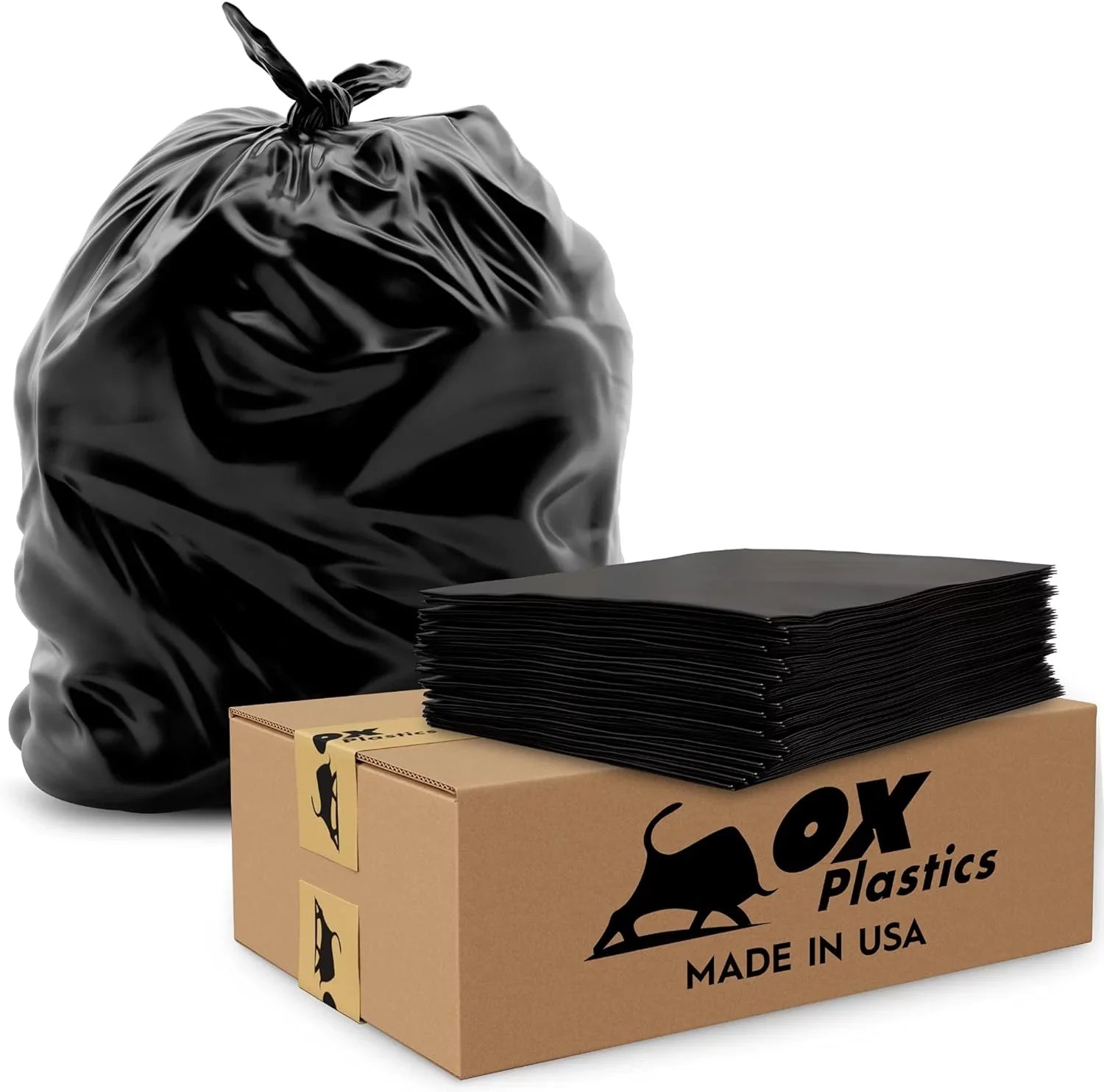 Trash Can Liners Bags - 42 Gallon Capacity & 1.5Mil Thick Extra Heavy Duty Sizetrength - Large Garbage, Leak-Proof & Durable, House & Use Bags Black 37 X 43 (100 Count)
