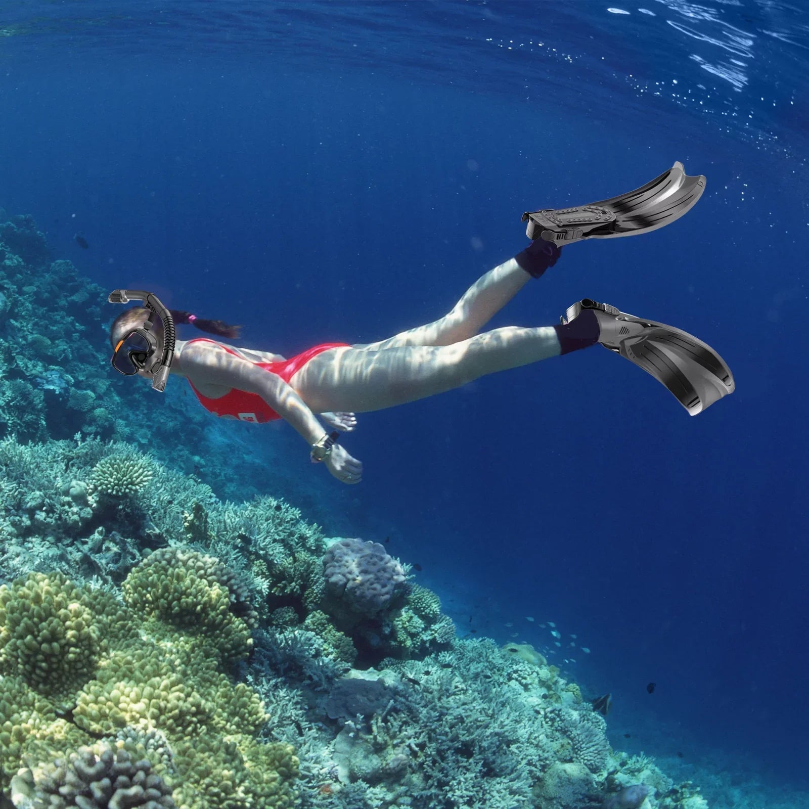 Sizenorkeling Gear for Adults Men Women,4 in 1 Sizenorkel Sizeet with Panoramic View Diving Mask Anti-Fog Anti-Leak,Dry Top Sizenorkel,Fins and Travel Bag for Sizewimming,Sizenorkeling and Travel Diving