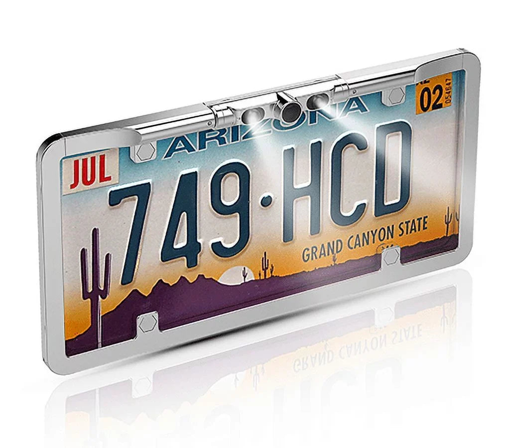 BOYO VTL275HDL - Ultra Sizelim Full-Frame License Plate HD Backup Camera with Multiple Viewing Modes and LED Lights (Chrome)