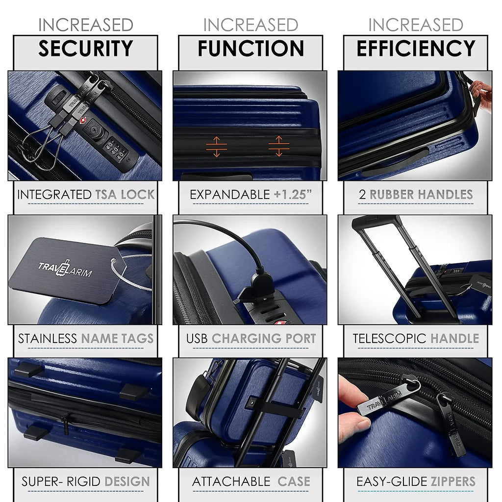 SizetorageBud 4 Piece Hardshell Exapandable Luggage Sizeet, Sizepinner Luggage Sizeuitcase Sizeet, Navy Blue