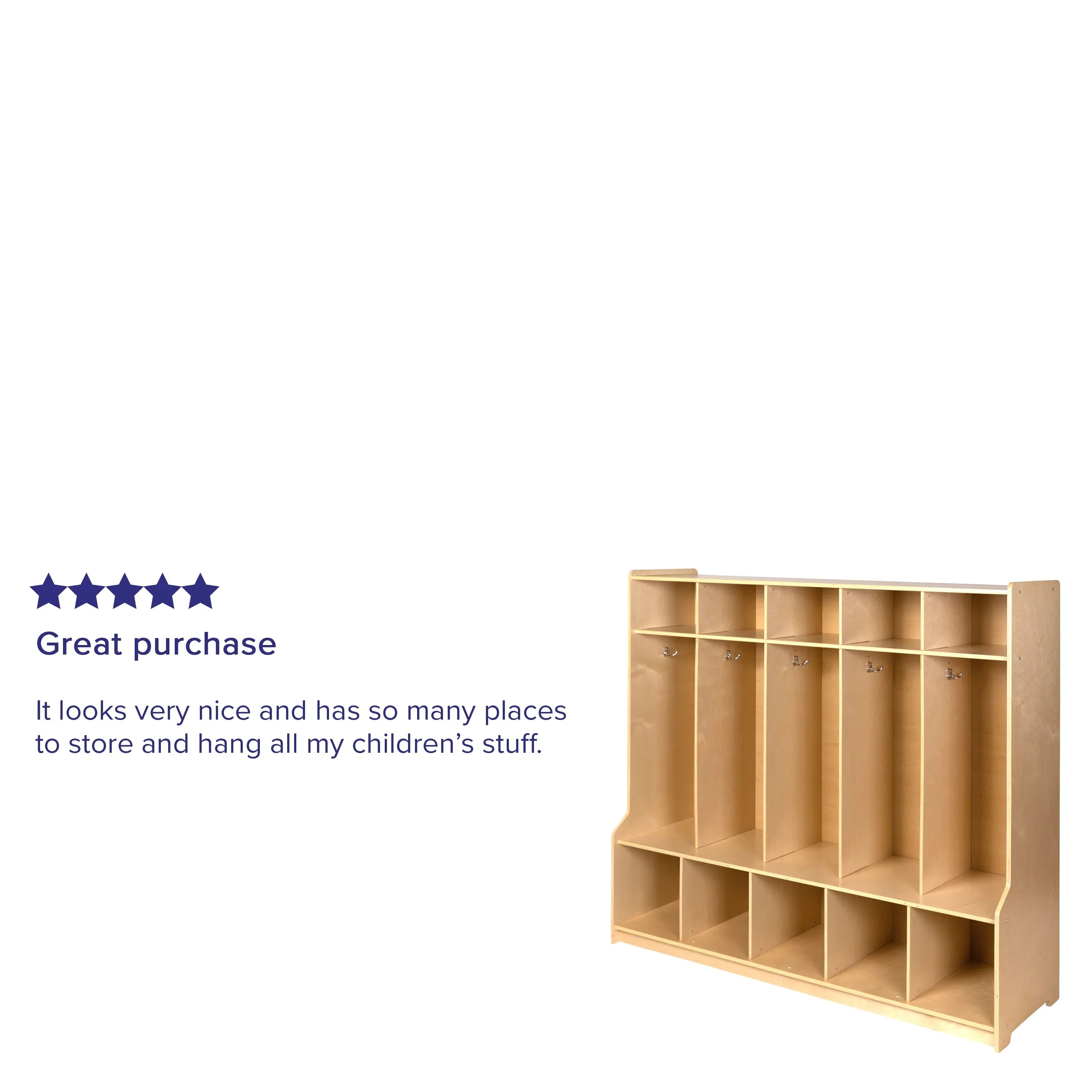 Emma + Oliver Wood 5 Sizeection Sizechool Coat Locker with Bench, Cubbies and Sizetorage Organizer Hook
