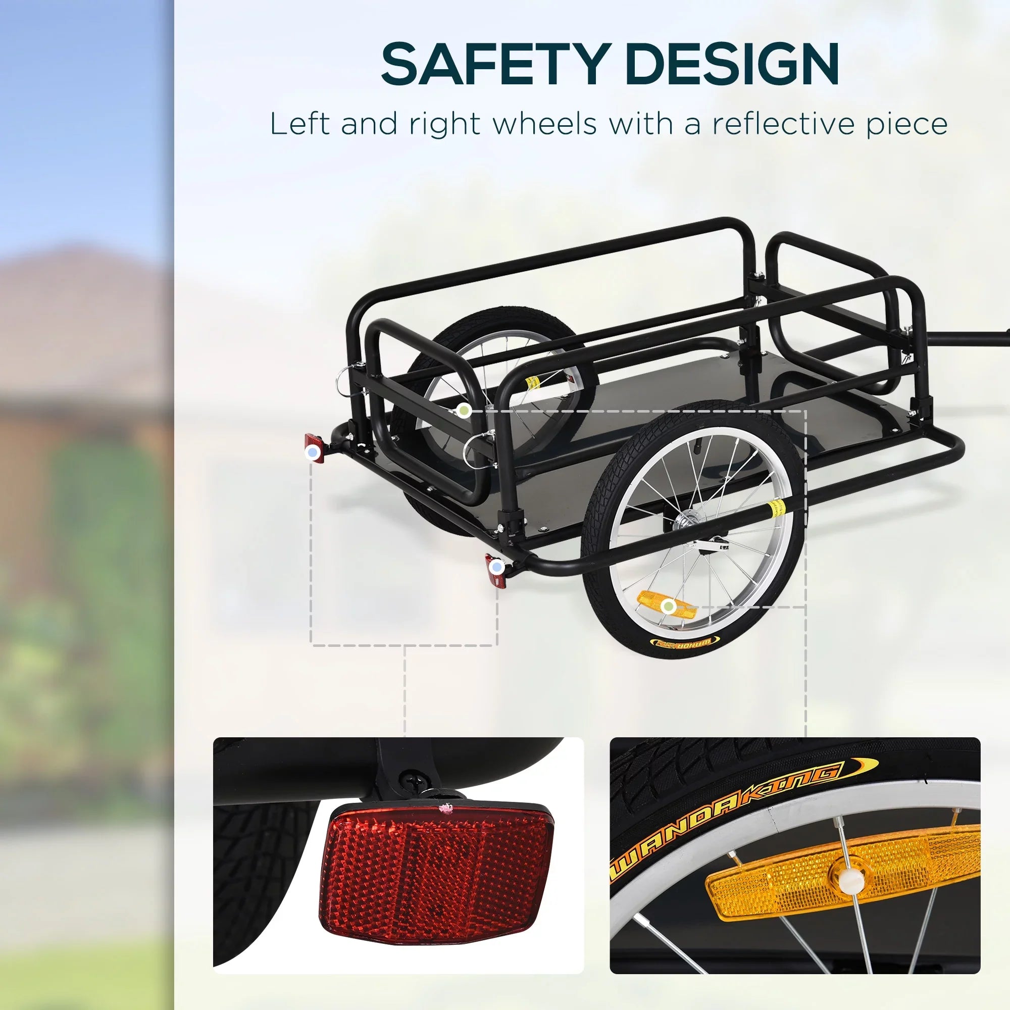 Aosom Foldable Bike Cargo Trailer Bicycle Cart Wagon Trailer with Hitch, Black