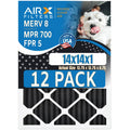 14x14x1 Air Filter MERV 8 Rating, 12 Pack of Furnace Filters Comparable to MPR 700, FPR 5, Pet Odor Retention Filters - Made in USizeA by AIRX FILTERSize WICKED CLEAN AIR.