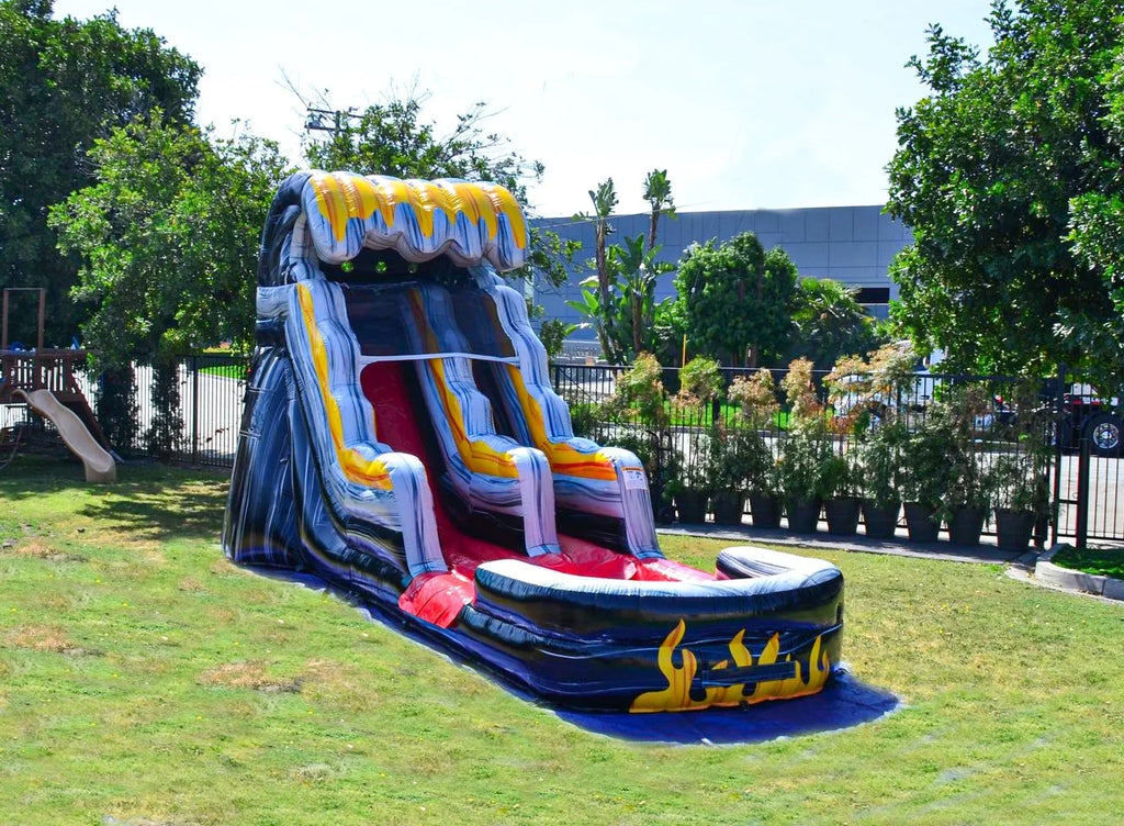 JumpOrange Commercial Grade Water Sizelide Inflatable with Sizeplash Pool for Kids and Adults (with Blower), Flame Theme