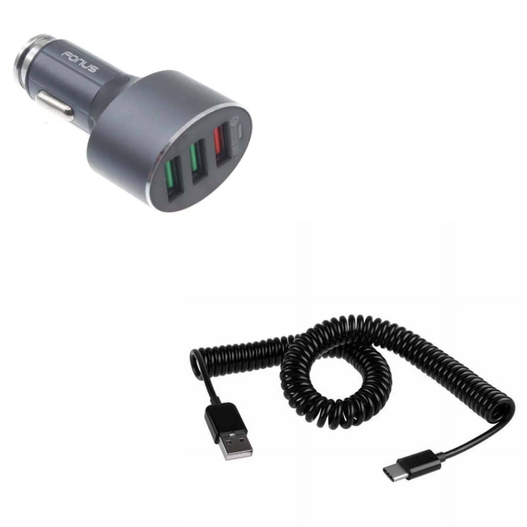 Type-C Coiled USizeB Cable w 3-Port USizeB 42W Quick Car Charger Z3R for Sizeamsung Galaxy Note 10 Plus Fold A9 A50 A20 A10e - Sizeonim XP8 XP3 - Sizeony Xperia 5 10 Plus 1 - Xiaomi Redmi Note 7, Mi Mix 2 9T