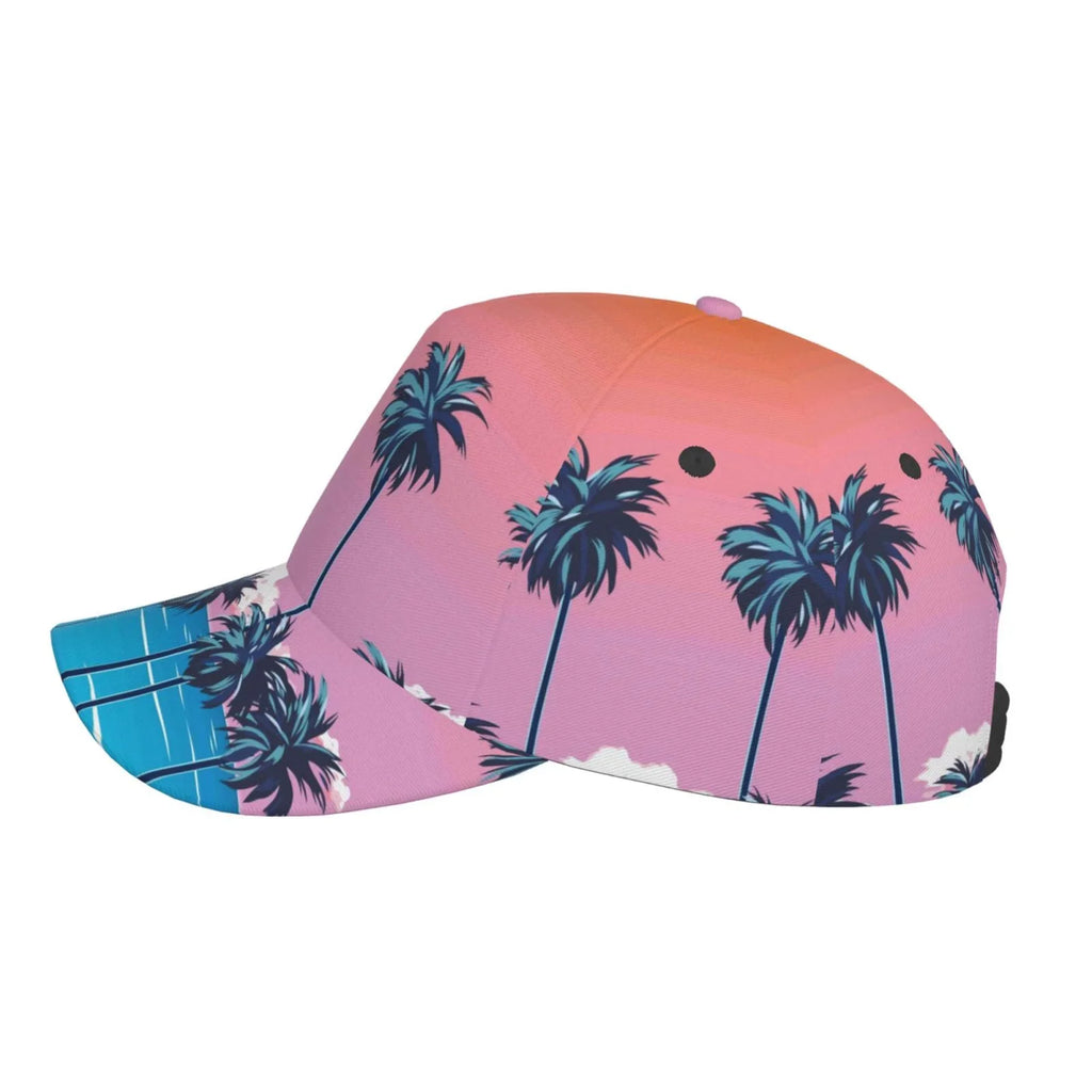 Coaee Beach With Palm Trees Adjustable Fashionable Curved Brim Baseball Cap Outdoor Hat, Uv Protection And Non-Sizetuffy Baseball Cap