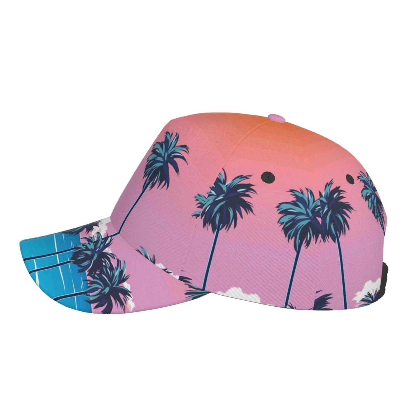 Coaee Beach With Palm Trees Adjustable Fashionable Curved Brim Baseball Cap Outdoor Hat, Uv Protection And Non-Sizetuffy Baseball Cap