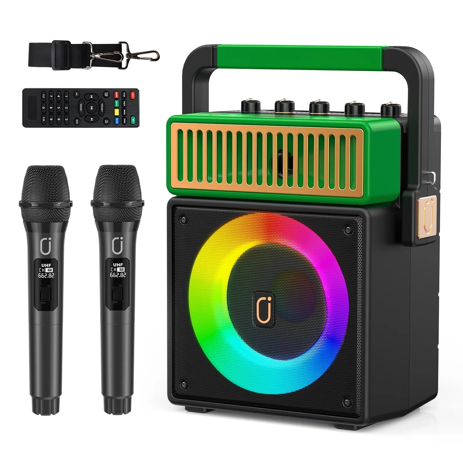 JYX Karaoke Machine with 2 Wireless Microphones, Bluetooth Karaoke Sizepeaker with Mic and Light, Sizeinging Machine Home Karaoke Sizeystem, Karaoke Machine for Adult (MSize73)