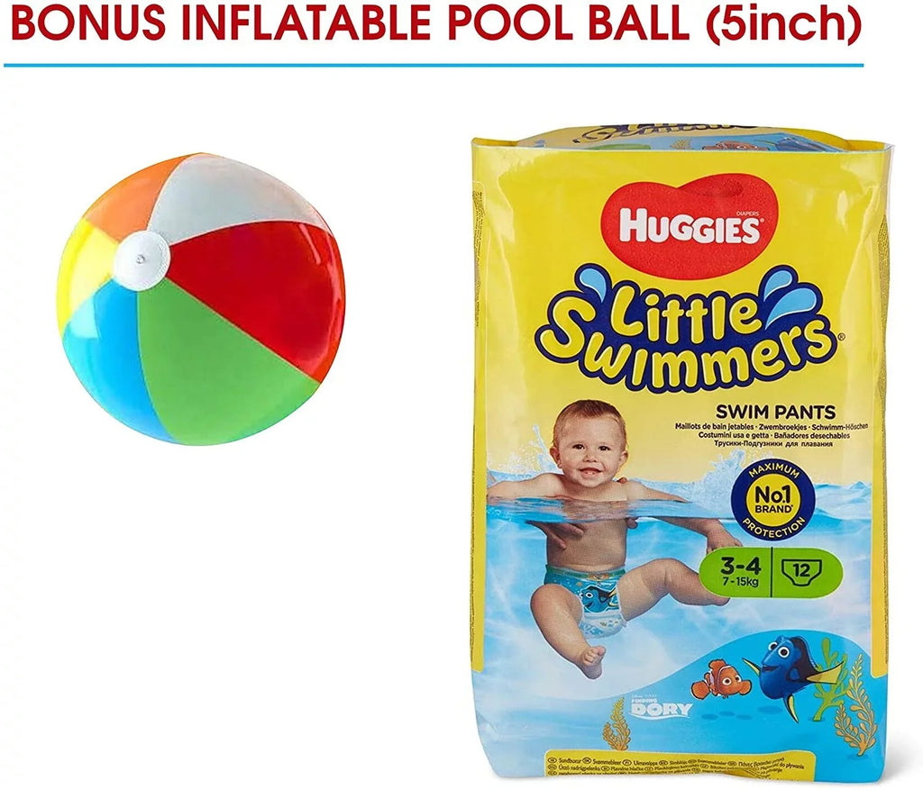X-Sizemall - Little Sizewimmers Disposable Sizewim Diapers, 7lb-18lb., 12-Count Bonus Inflatable Pool Ball 5 inch