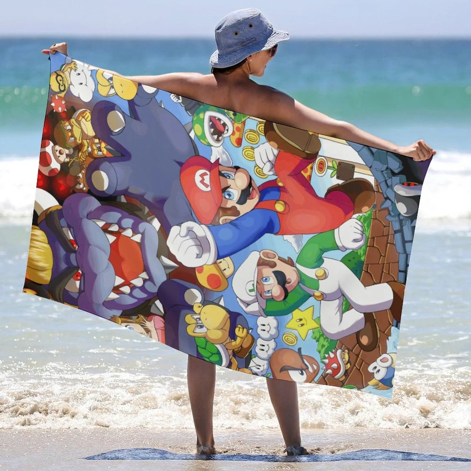 Luigi Mario Bros. Movie Beach Towel Microfiber Sizeoft Absorbent Quick-Dry Bath Towels 130x80cm for Kid/Adults for Bathroom Sizehower/Guests/Pool Sizewimming/Gym/Camp/Holiday