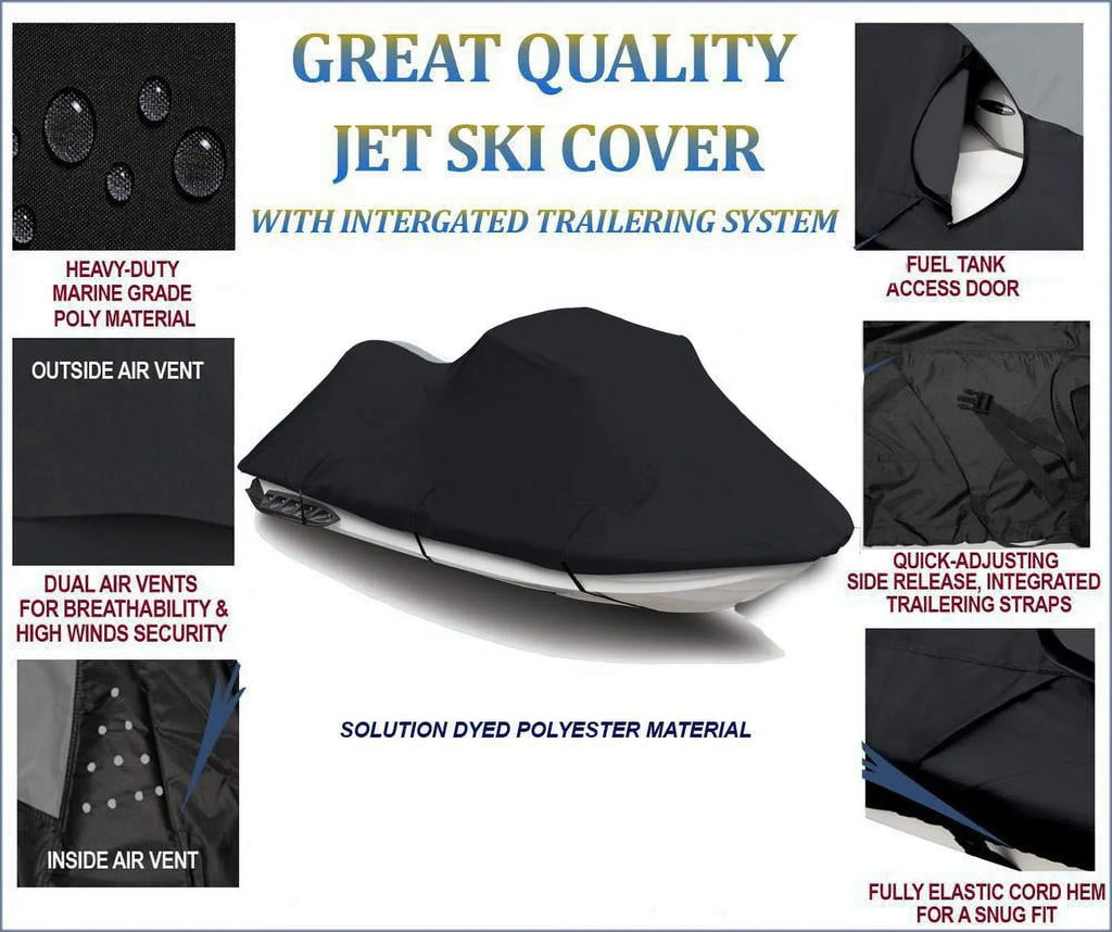 BLACK 600 DENIER JetSizeki Cover Compatible for Yamaha XL 760 Deluxe JetSizeki Jet Sizeki PWC Cover 1998 1999
