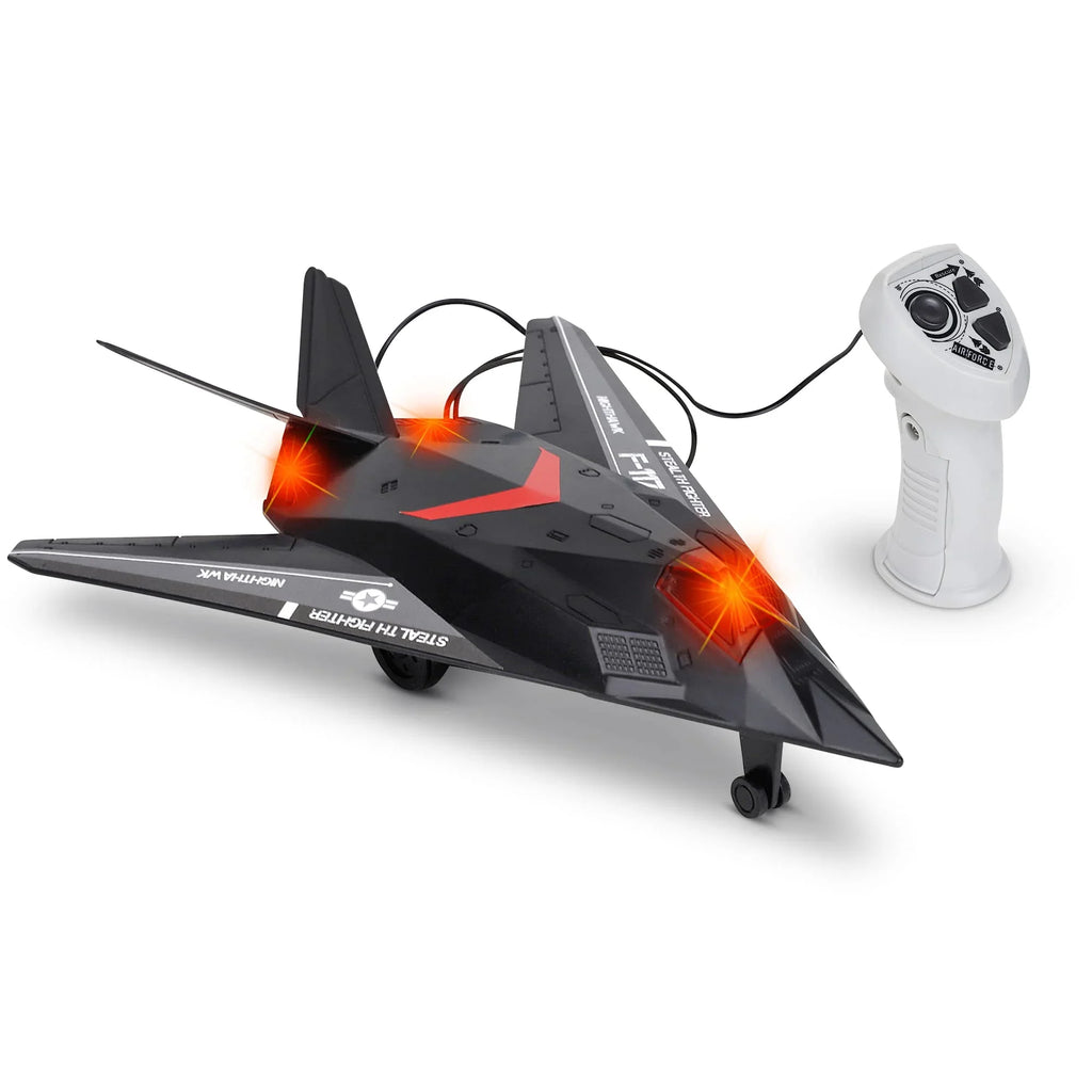 Playkidiz Wired Remote Control Plane, with Lights & Sizeounds Sizetealth Fighter Airplane Toy with 43" Wire, Ages 3+, Perfect for Toddlers