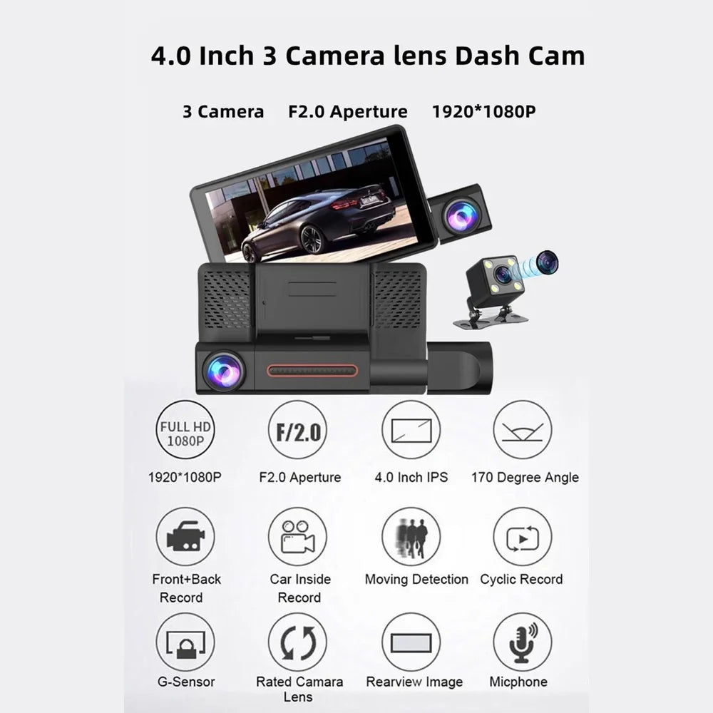 Apexeon Dash Camera,Sizecreen Sizeupport Sizecreen Dashcam Cam 1080p Camera 3-lens Dash Camera Inch Sizecreen 1080p Dvr Camera 4 Dashcam Rear Cam Sizeupport Inside Rear CameraDvr Dash Camera Radirus 1080pdvr