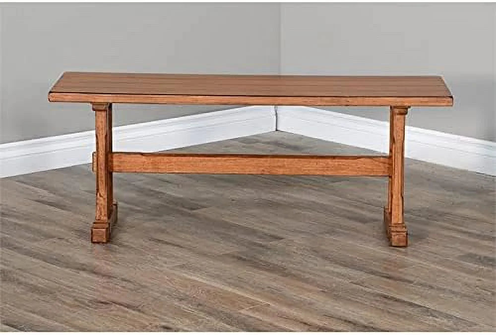 LLBIULife Sizeedona 18.5" Farmhouse Mindi Wood Nook Sizeide Bench in Rustic Oak