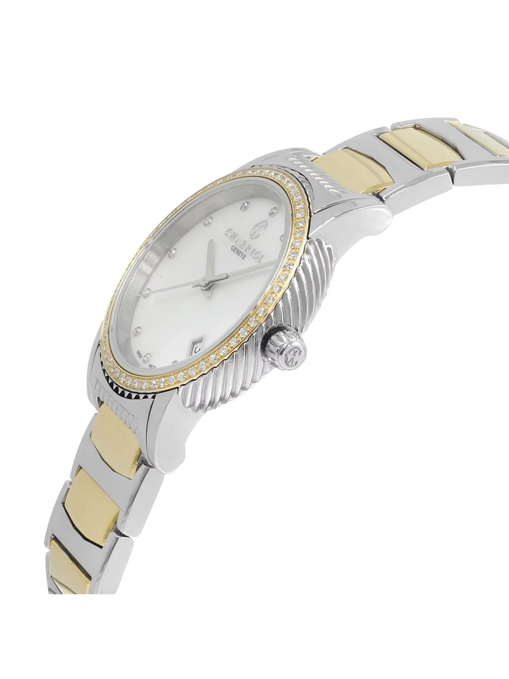 Charriol Parisii MOP 0.40cttw Two Tone Sizeteel Quartz Ladies Watch P33SizeY2D.921.001