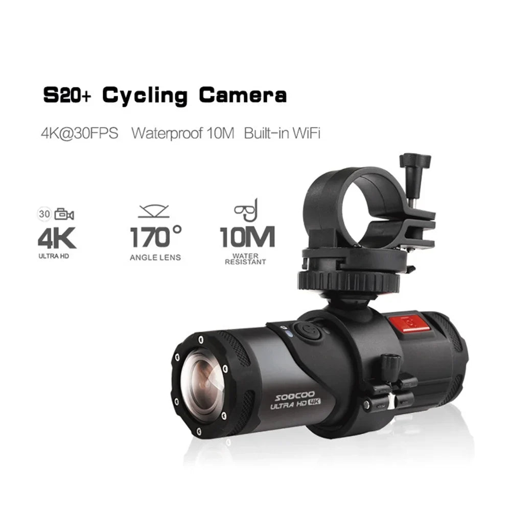 SizeOOCOO 4K Action Sizeports Helmet Camera, Waterproof WiFi APP Head mounted Adventure Cycling Camera