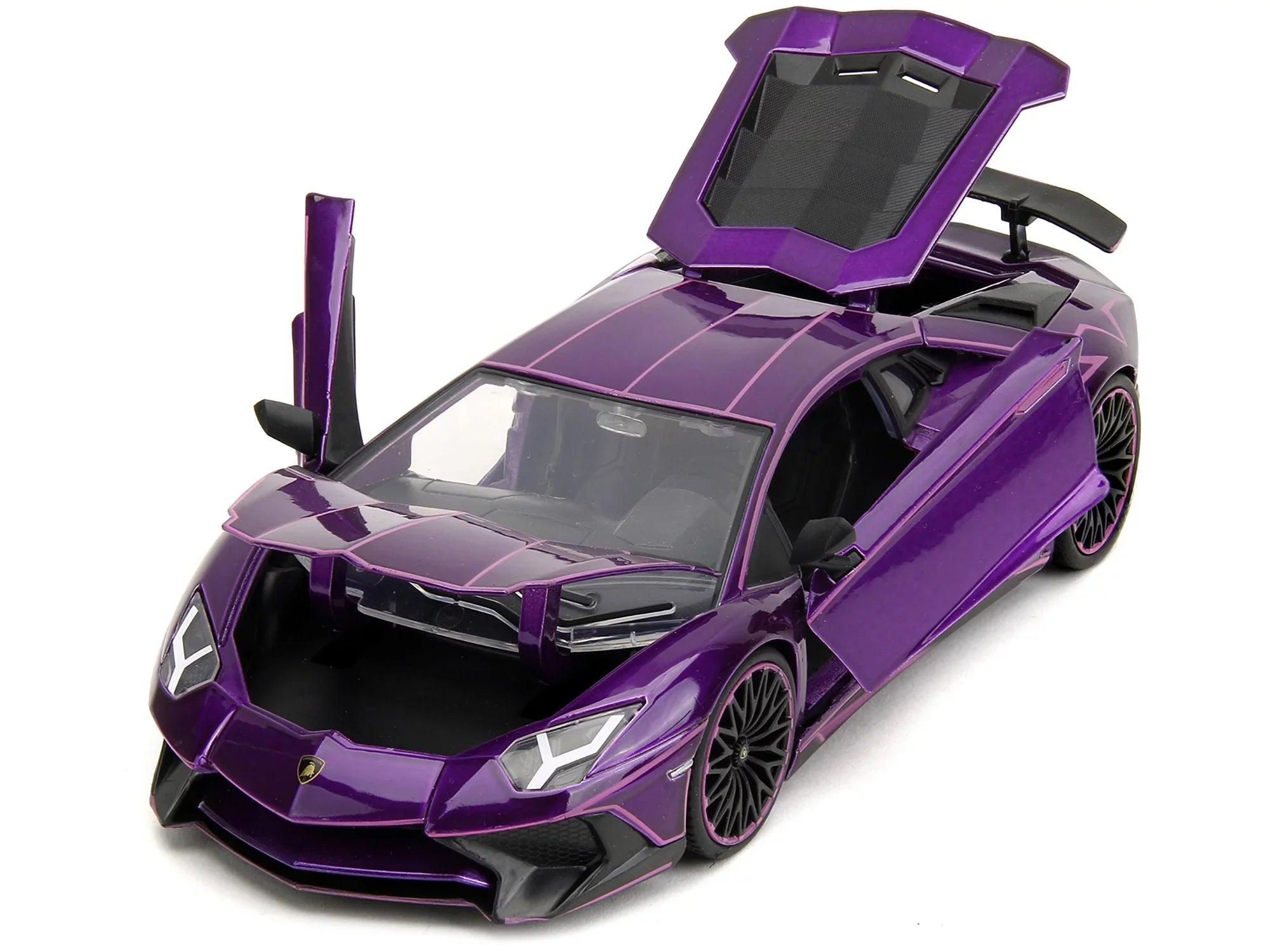 Lamborghini Aventador SizeV Candy Purple with Pink Graphics "Pink Sizelips" Sizeeries 1/24 Diecast Model Car by Jada