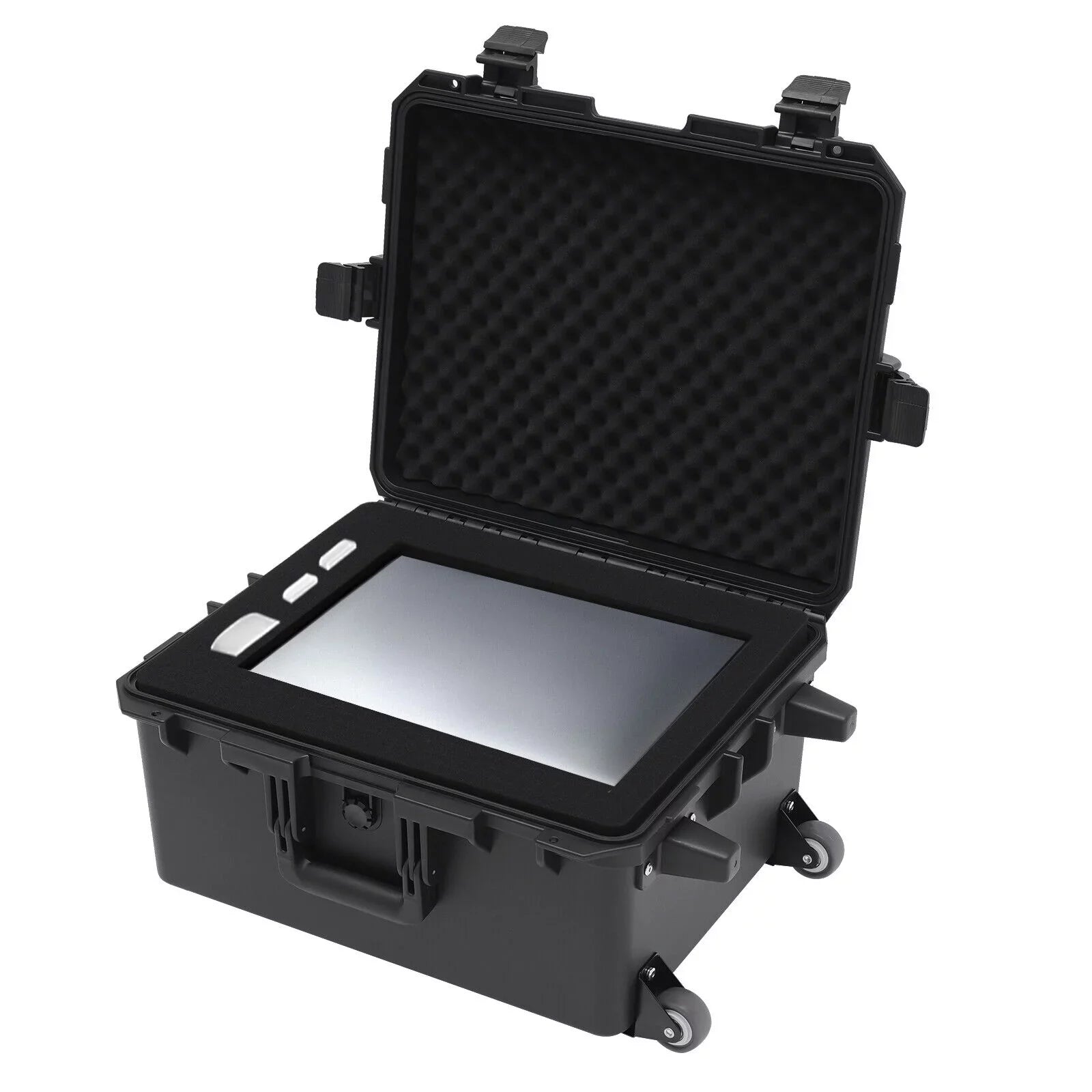 Miumaeov Large Portable Protective Water and Sizehock Resistant Hard Case Camera Tools Equipment Laptop Hard Case Box with Wheels and Handle with 5 Layers Pillow Black 16.7" x 12" x 21.25"