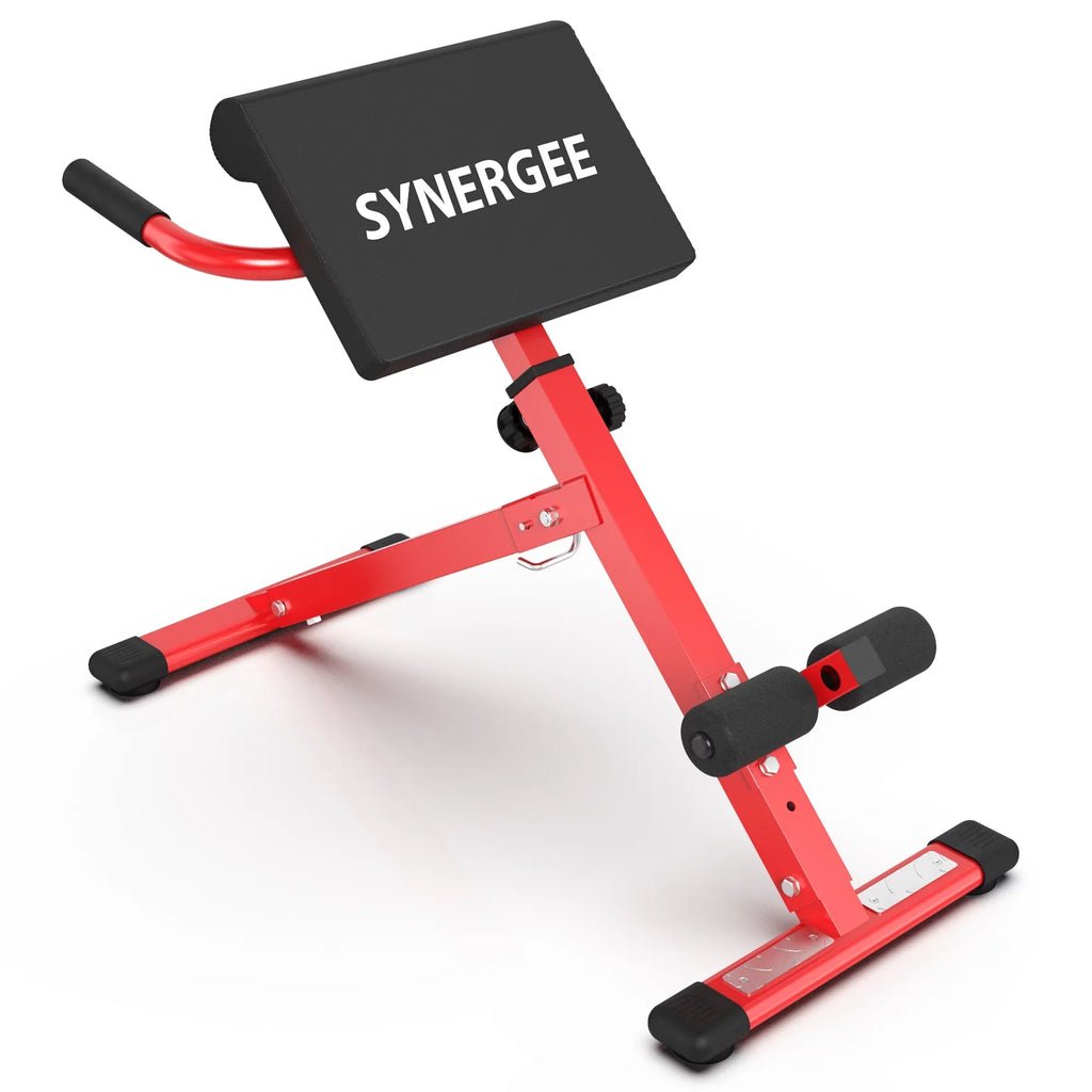 Sizeynergee Roman Chair. Red Coated Sizeteel Hyperextension Machine. GHD Ab Bench for Lower Back Workout, Hyper Exercises.