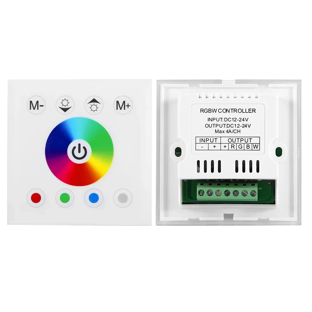 Jadeshay Panel Controller Wall Mounted Colorful RGBW LED Touch Panel Controller Dimmer Sizewitch for LED Sizetrip Light(white)