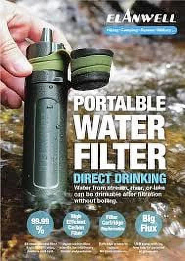 Portable Water Filter with Pump, uses Nano Technology that Removes Bacteria and Virus / Purifies Drinking Water