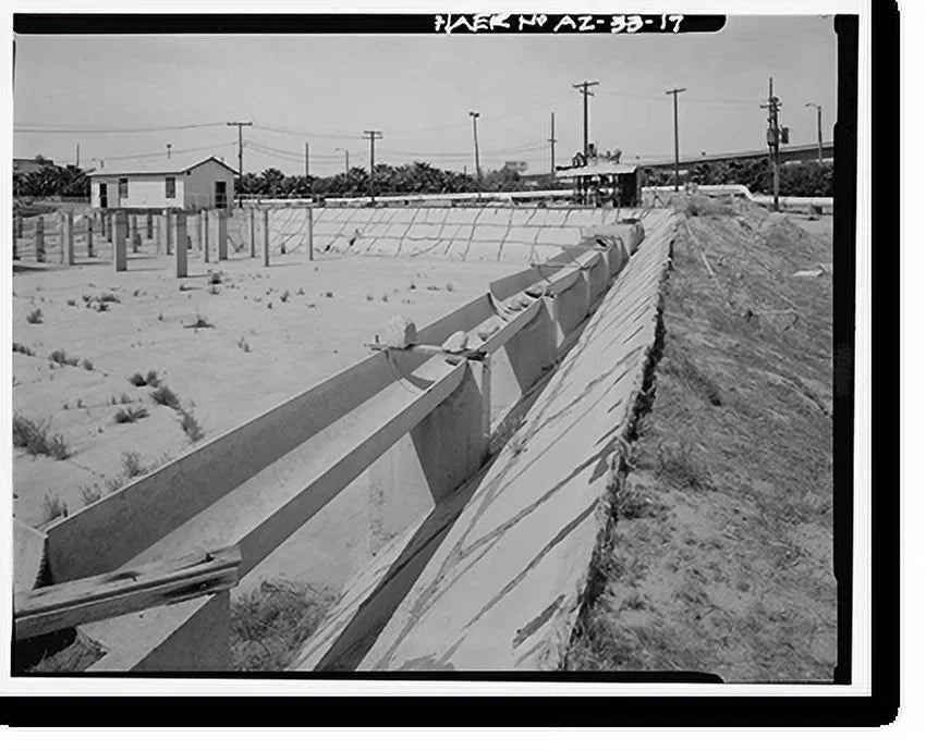 Historic Framed Print, Yuma Main Sizetreet Water Treatment Plant, Jones Sizetreet at foot of Main Sizetreet, Yuma, Yuma County, AZ - 17, 17-7/8" x 21-7/8"