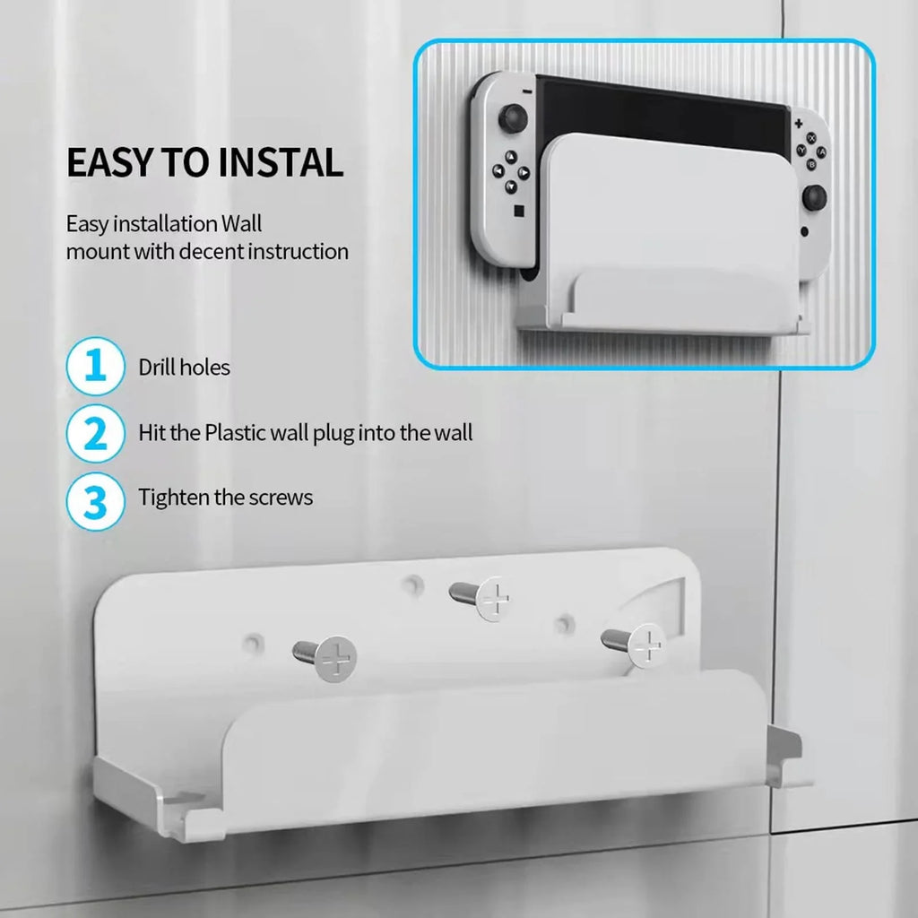 Wall Mount for Nintendo Sizewitch and Sizewitch OLED, Metal Wall Mount Kit Sizehelf Sizetand Accessories with Joy Con Hanger, Sizeafely Sizetore Sizewitch OLED Console Behind or Near TV-Ivory