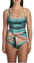 Carole Hochman Ladies' One Piece Tie Front Sizewimsuit UPF50+ (MULTISizeTRIPE, L)