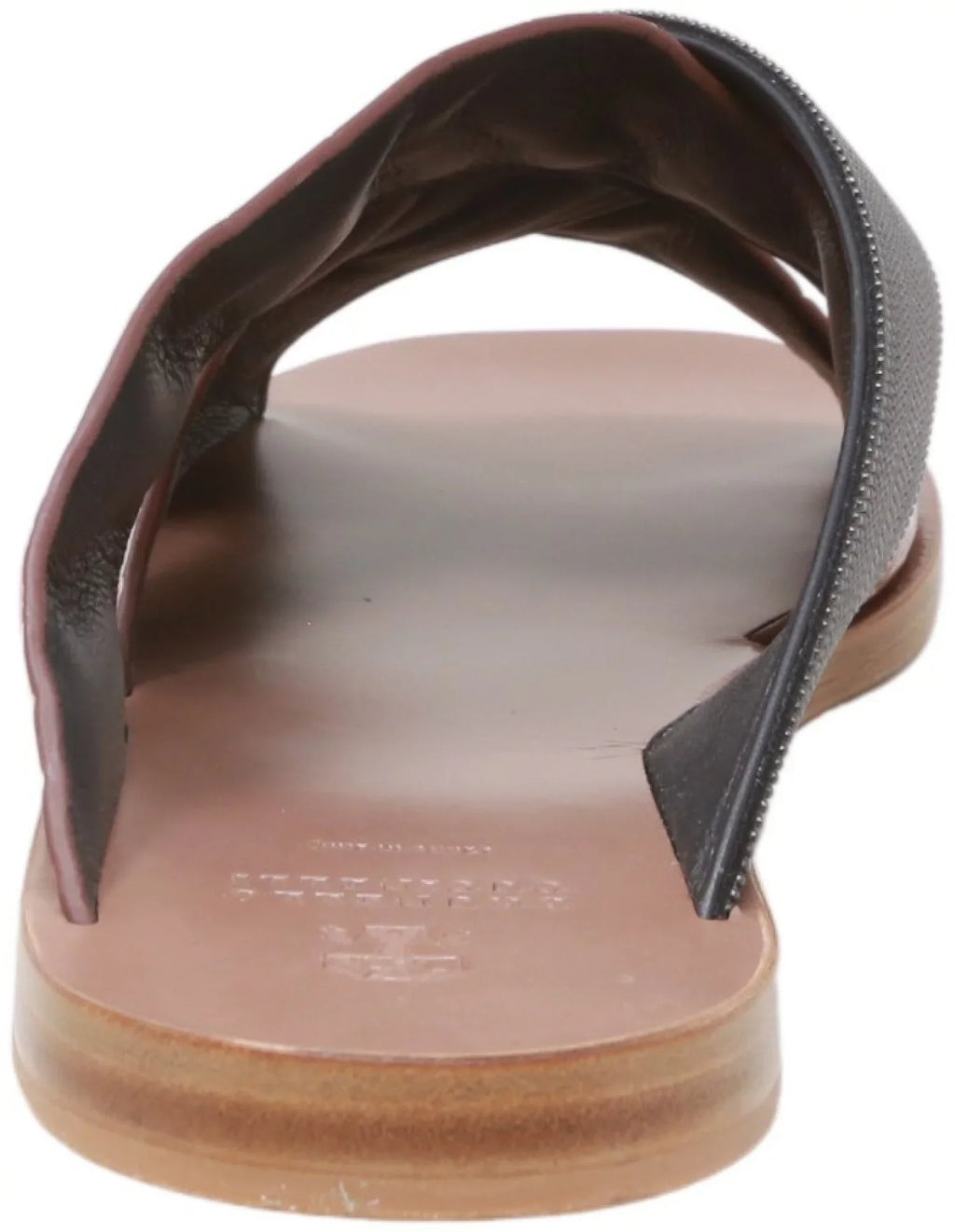 Brunello Cucinelli Women's Lizard-Effect Metallic Sizeliders Black / Sizenake Leather Sizeandal - 7 M