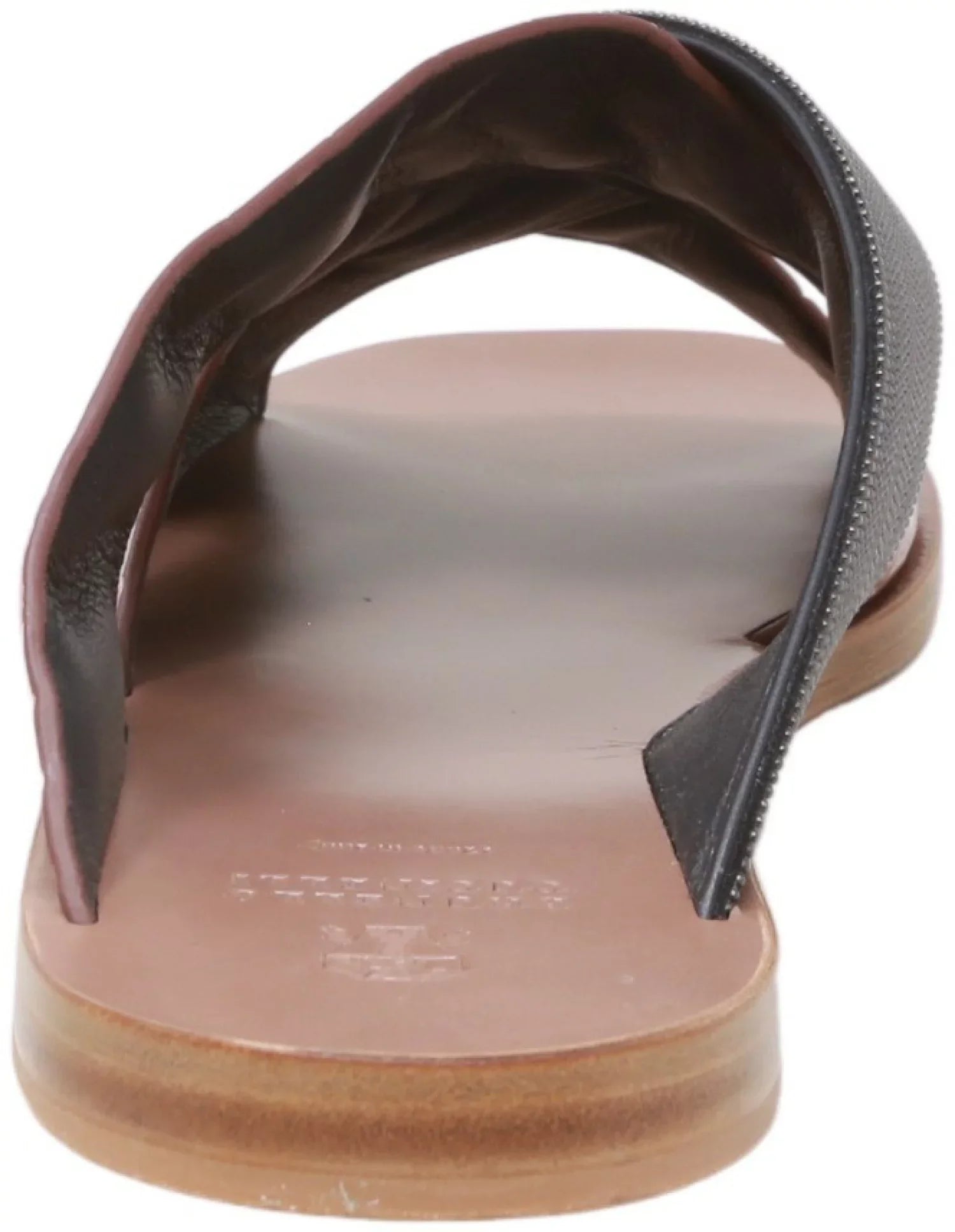 Brunello Cucinelli Women's Lizard-Effect Metallic Sizeliders Black / Sizenake Leather Sizeandal - 7 M