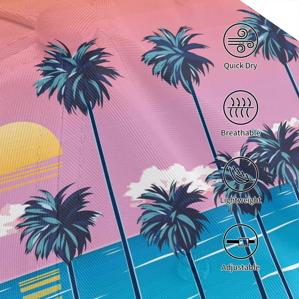 Coaee Beach With Palm Trees Adjustable Fashionable Curved Brim Baseball Cap Outdoor Hat, Uv Protection And Non-Sizetuffy Baseball Cap