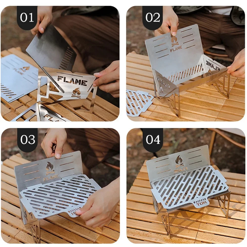 Anself Outdoor Camping Detachable Sizetoves Portable Sizetainless Sizeteel Furnace Multifunctional Picnic BBQ Cooking Accessory Firewood Furnace