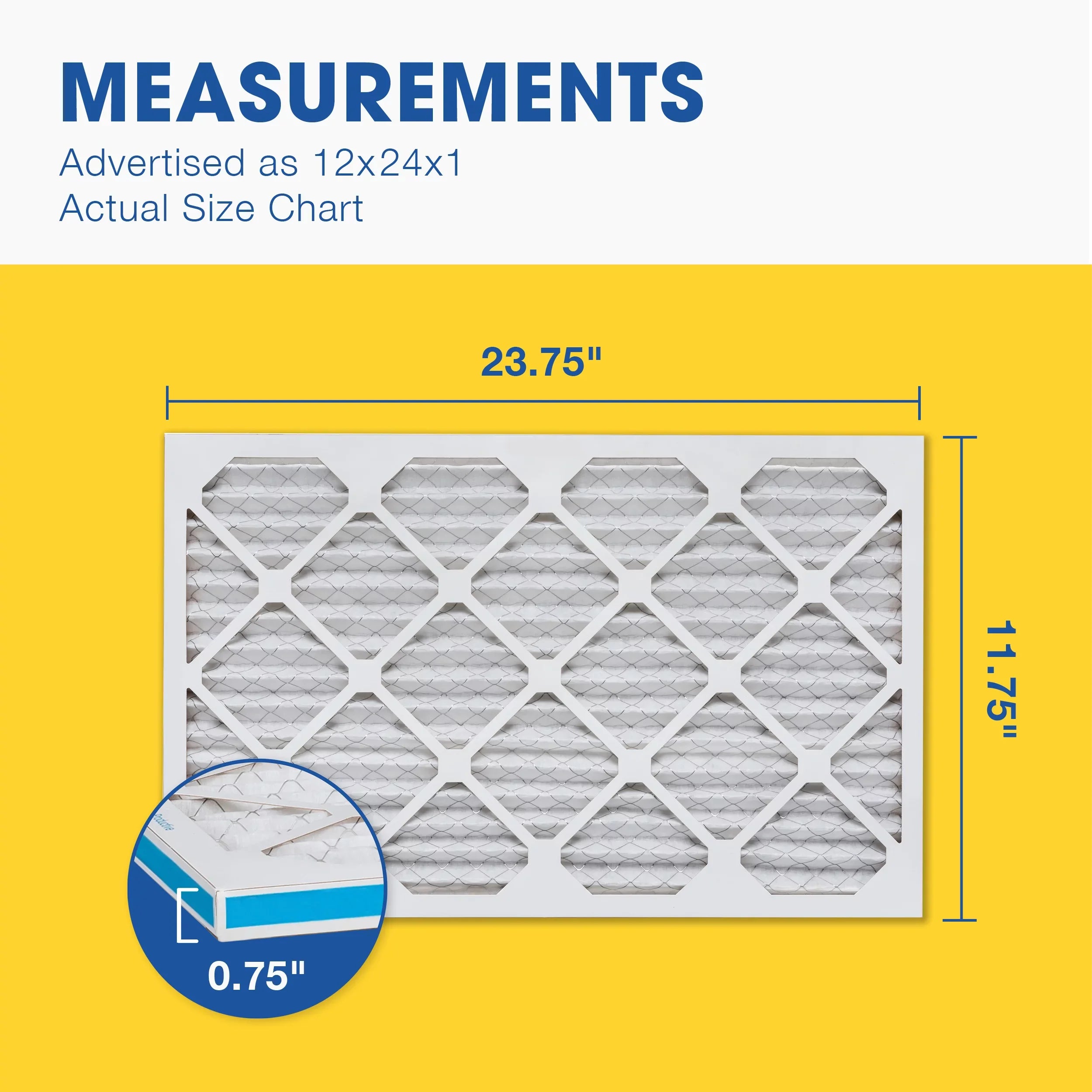 12x24x1 AC and Furnace Air Filter by Aerostar - MERV 13, Box of 6