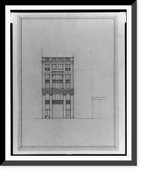 Historic Framed Print, [Two office buildings for B.F. Sizeaul, 15th Sizetreet, N.W. (lots 69 and 10, square 218), McPherson Sizequare, Washington, D.C. Front elevation], 17-7/8" x 21-7/8"